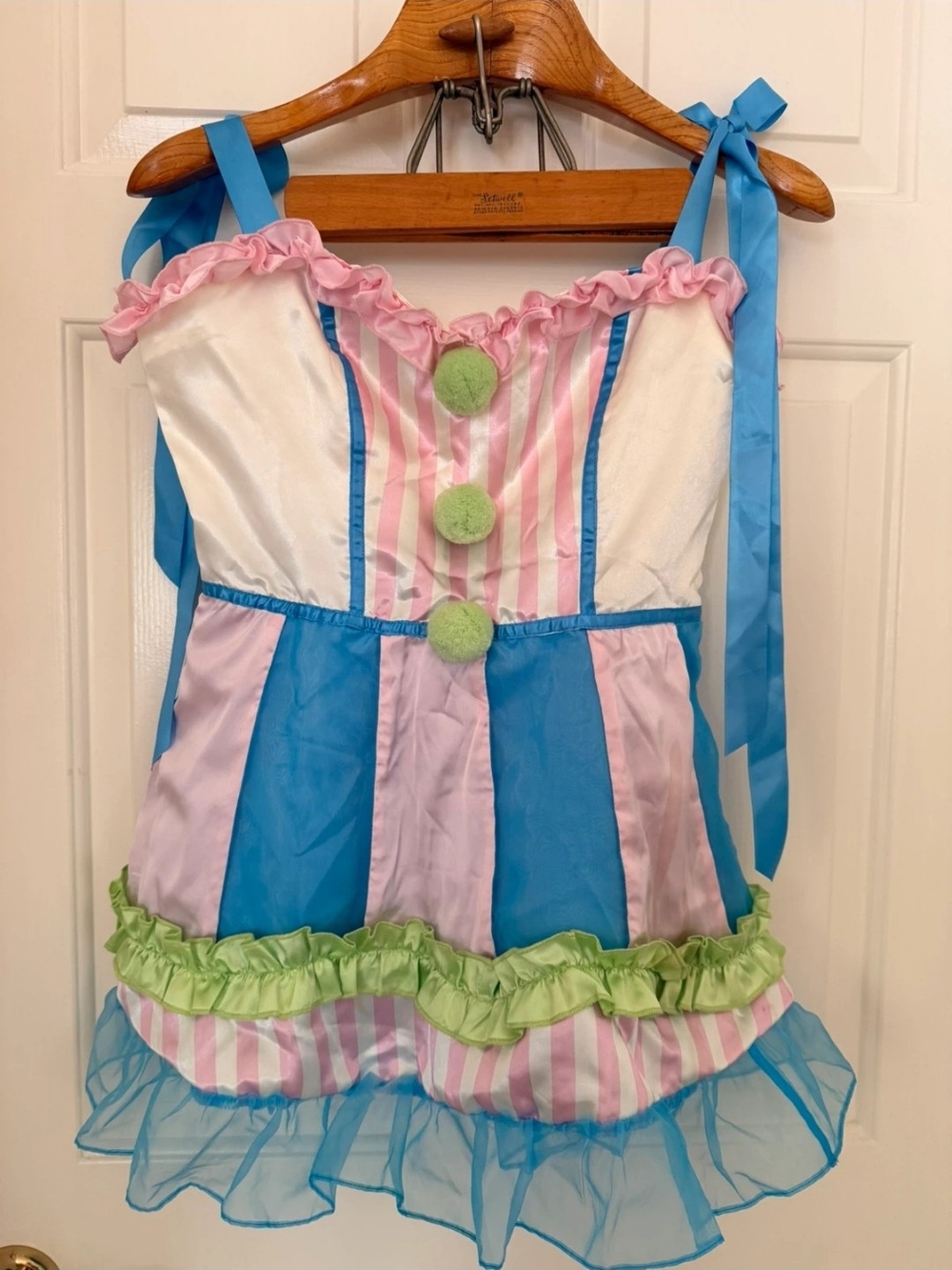 Rare Dolls Kill Pastel Clown Dress with Blue, Pink & Green Accents